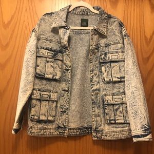 Wild Fable Acid Wash Oversized Denim Cargo Jacket